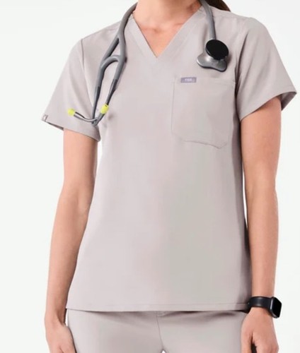 FIGS NWT Scrub Top Boulder Tan V Neck Catarina One Pocket Technical Collection L
