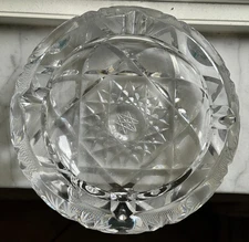 American Brilliant Period cut glass cigarette table Ashtray Hobstar & pinwheel