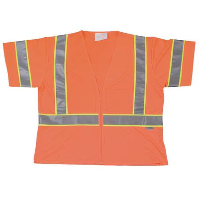 Condor 1Yau7 2Xl Class 3 Cool Dry High Visibility Vest, Orange