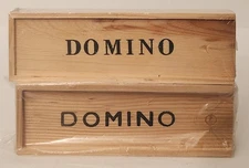 DOMINO GAME 28 PIECES (2) WOODEN BOXES TRADITIONAL BLOCKS NEW
