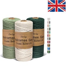 3 Rolls  3mm Macrame Rope - 300m in Beige, Light Green & Dark Green