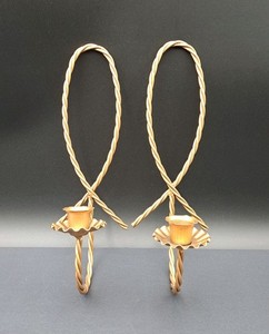 Vintage Pair Home Interior Gold Metal Twisted Rope Candle Holders Wall Sconces
