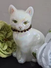 Vintage Fenton Birthstone Cat Figurine Iridescent Signed B Montgomery