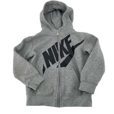 Youth kids grey full zip Nike hoodie size small black swoosh