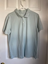 BANANA REPUBLIC MEN SLIM FIT PIQUE POLO SHIRT Size M light blue short sleeve