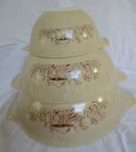 Pyrex Forest Fancies mushrooms cinderella mixing bowls nest set of 3 441 443 444