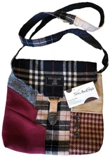 New Finnigan Sew Much Style Messenger Crossbody Bag Repurposed Reclaimed Wool