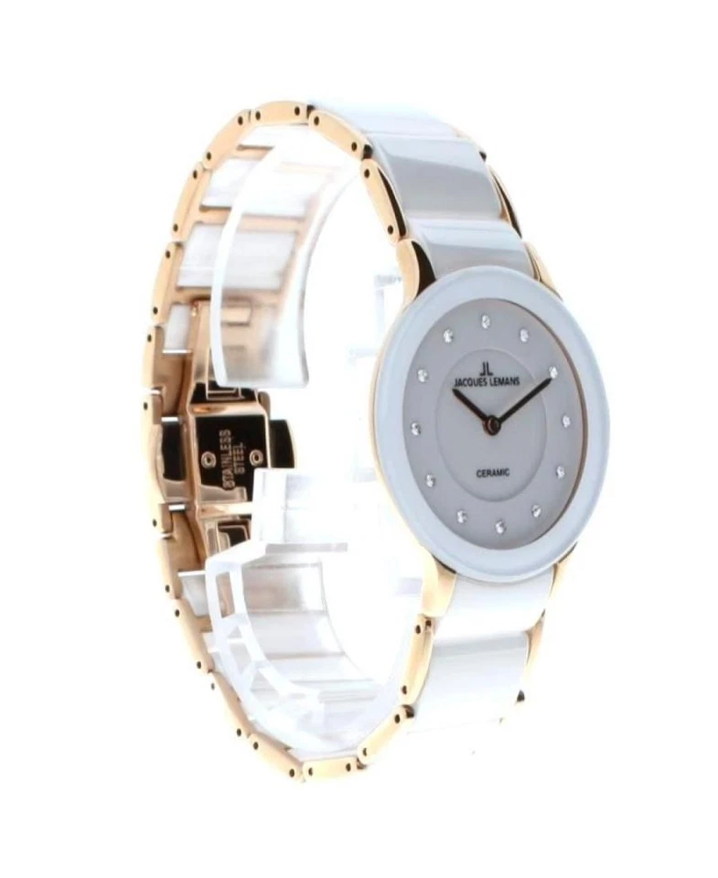 JACQUES LEMANS Relógio Feminino Analógico Quartzo Casual Vestido Clássico Mostrador Branco Waterpr - Imagem 2 de 4