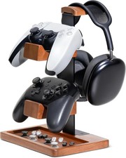 Solid Wood Controller Holder and Headphone Stand Gaming Controller Stand for