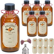 4 oz Amber Glass Bottles - Small Glass Jars with Black Lids Empty Boston