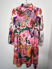 Dalia Macphee Multicolored Floral Paisley Womens Long Sleeve Dress Size L NWOT