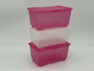IKEA GLIS Aufbewahrungsbox Set 3 Stück stapelbar Organizer Box Kunststoff
