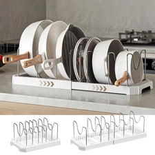 Expandable Pot and Pan Organizer Rack for Kitchen Cabinet or Under Sink, Adju...