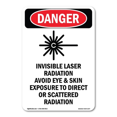 Invisible Laser Radiation ANSI Danger Sign Metal Plastic Decal