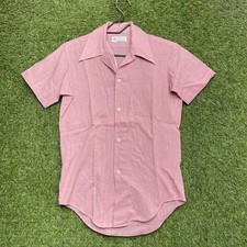Vintage Kmart Shirt Mens 16 Permanent Press Short Sleeve 70s Korea Work Pink