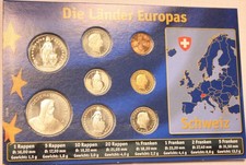 Schweiz,  KMS Kursmünzensatz, versch. Jahre 8 Werte unz.