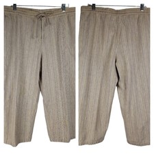 VINTAGE-Linen Blend Multi-Color Wide Leg Cropped Pants-XL Preppy Cottage Grunge