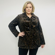 INC International Concepts Brown Leopard Teddy Jacket Zip Up Plus Size Women