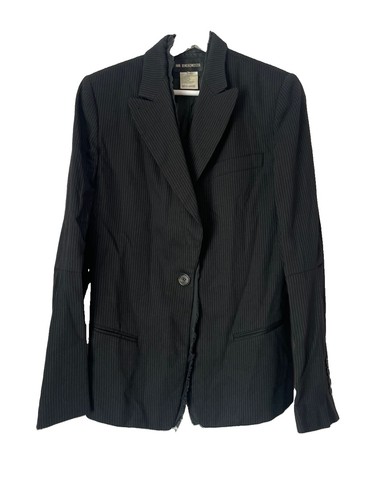 Ann Demeulemeester, Ann Demeulemeester Vintage Black Pinstripe Blazer Fitted Gothic Jacket IT 40