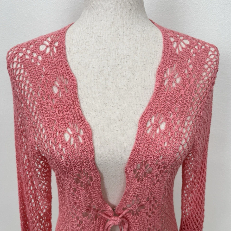 Vtg Y2K Victorias Secret Angels Sweater Womens Medium* Pink Crochet Fairy 2005 - Image 4 of 4