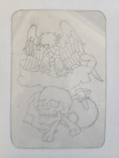 1980's Vintage Tattoo Flash Acetate 4x6 Eagle Skull Bones Banner Anchor