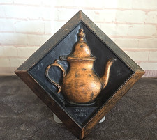 Vintage Coppercraft Guild Wall Art Plaque Teapot Diamond Shape USA Made