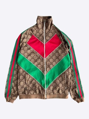 Gucci Tan Monogram Striped Track Jacket | eBay