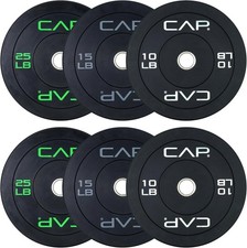 CAP 2-Inch Olympic Bumper Plate Weight Set  100-370 Lbs  Multiple Colors  Sto