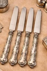 GORHAM STRASBOURG STERLING SILVER LUNCHEON KNIVES (SET OF 4) NO MONO, Antique