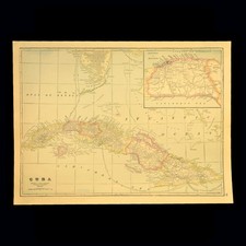 Carte ancienne CUBA La Havane Cuba Compagnie Chemin de fer Routes d'expédition Atlas années 1920