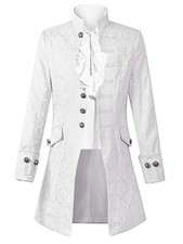 Runcati Mens Steampunk Victorian Medieval Jacket Pirate Costume Medium, White