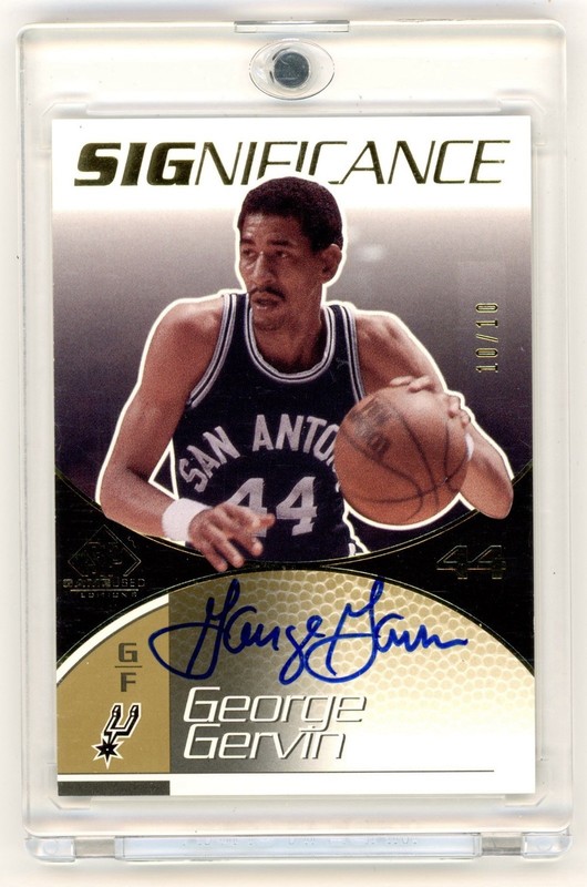 2003 Upper Deck SP Game Used Significance George Gervin On Card Auto Gold 10/10