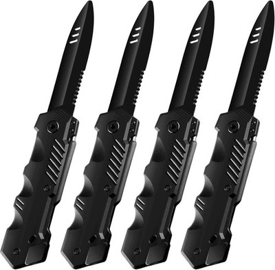 Boao 4 Pieces Retractable Knifee Prop False Trick Gadget Toy black
