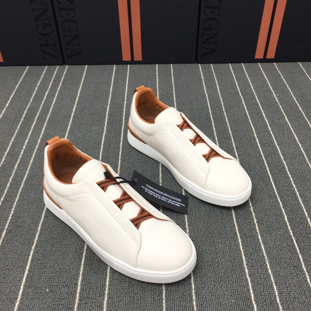 ZEGNA Triple Stitch White Deerskin Sneakers Full Sizes | eBay