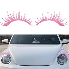 Wuyaoyao 2PCS Car Headlight Eyelashes Stickers, Reflective Eyelash Pink