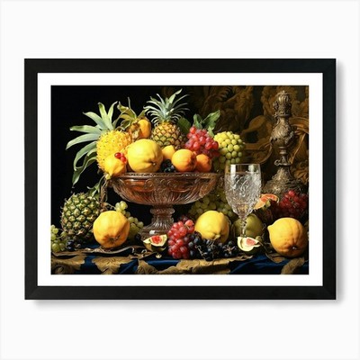 Obst in einer Schale Kunstdruck gerahmt Wandbild Poster Leinwanddruck Bild