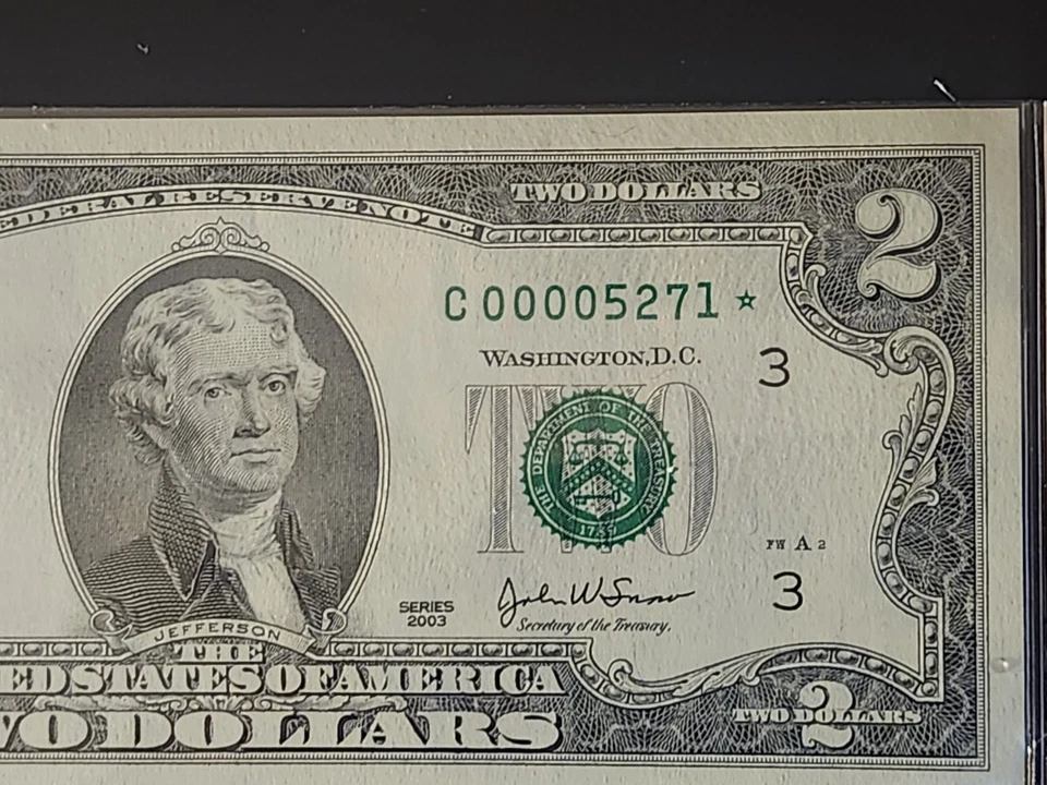 2003 $2 BEP STAR NOTE PHILADELPHIA DISTRICT "ONLY" 16k PRINTED C00005271* - Image 3 of 4