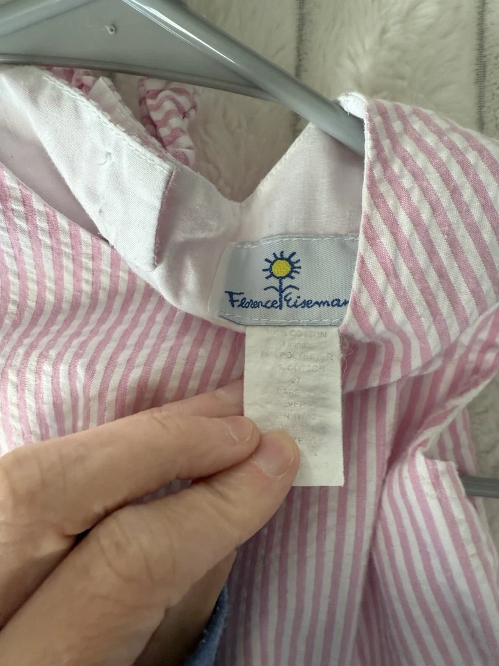 Vestido Florence Eiseman Niñas Talla 6 Rosa Guinga Sin Mangas con Detalles Lindos Foto 2 de 4