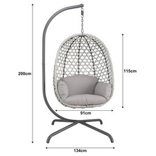 Image of Hanging Rattan Egg Chair Garden Swing Chairs Patio Indoor Outdoor With Cushions