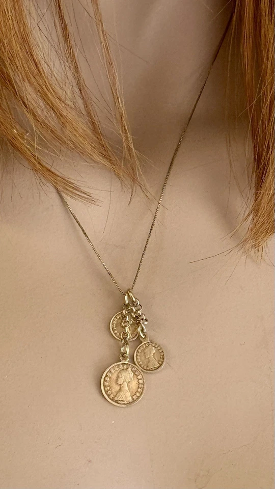 NEW Stunning ITALY 925 Sterling Silver Gold-Plated Euro Coin Charm necklace - Image 3 of 3