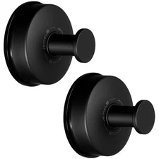 2PCS Matte Black Stainless Steel Suction Cup Hooks for Stylish Space-Saving