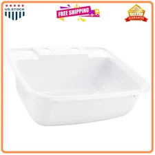 RecPro RV Bathroom Sink White Rectangle Single Bowl Camper Basin