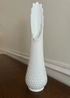 Vintage White Milk Glass Hobnail Swung Large Vase 17” Tall