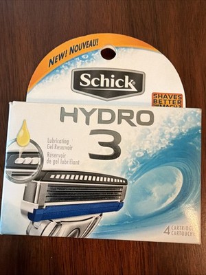 Schick Hydro 3 Refill Razor Blades for Men, 4 Refill Cartridges NEW Open Box