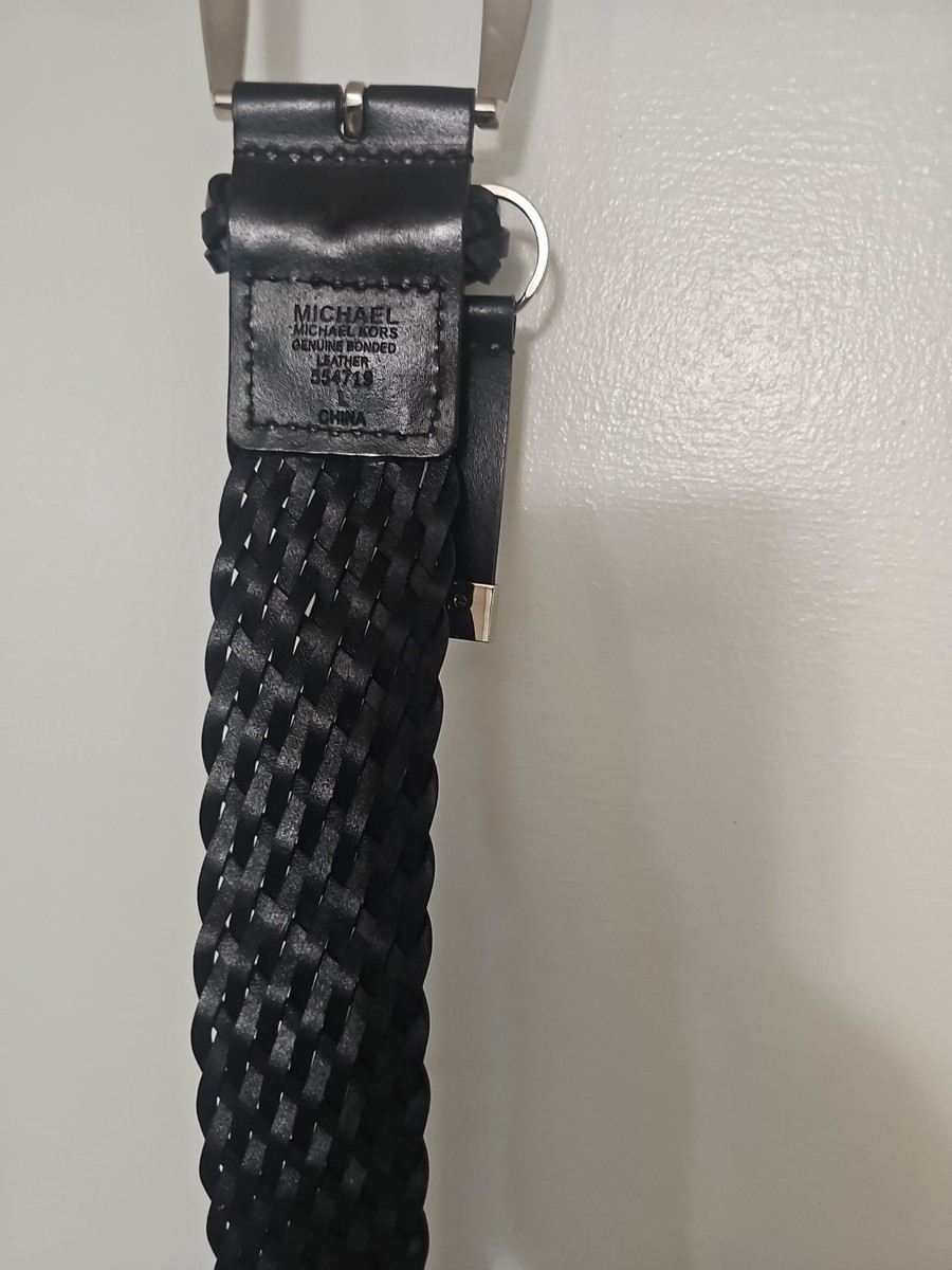 Michael Kors braided leather black belts with gold hardware. 1 inch. Michael Kors MK Braided Leather Wide Belt Women main image 2