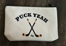 JXGZSO Eishockey Kosmetiktasche PUCK YEAH Kulturbeutel mit Reißverschluss Hockeyspieler...