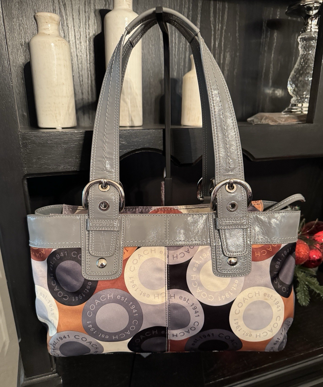 Coach Circle Mosaic Patchwork Madison Satchel Tot… - image 3