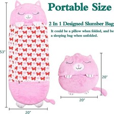 L  XL Sleeping Bag Happy Napping Napper Kids Funny Pillow Warm Camping Unicorn-