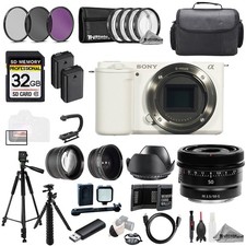 Sony ZV-E10 White Body  Sony FE 50mm f/2.5 G Lens 32GB 9PC Filtr-MEGAKit