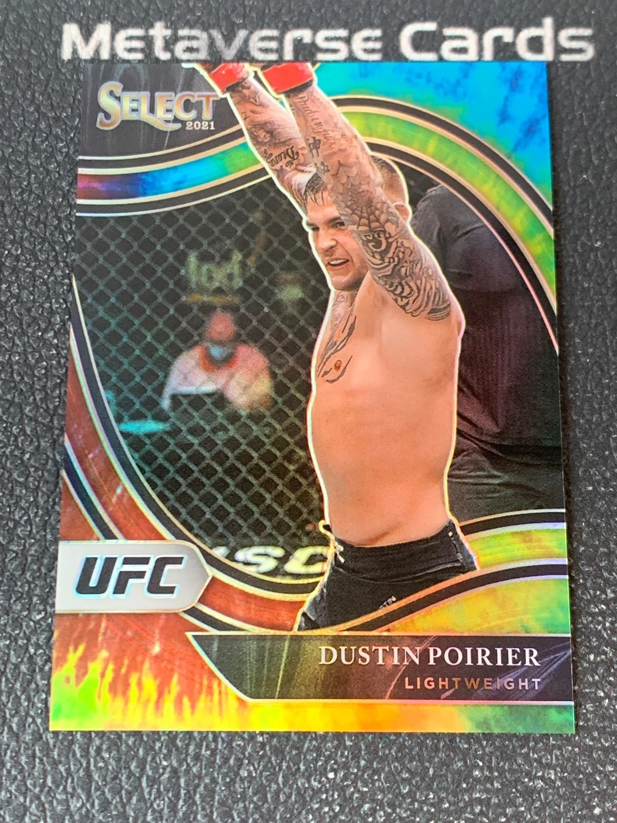2021 Panini Select UFC Dustin Poirier Octagonside Tie-Dye Prizm /25